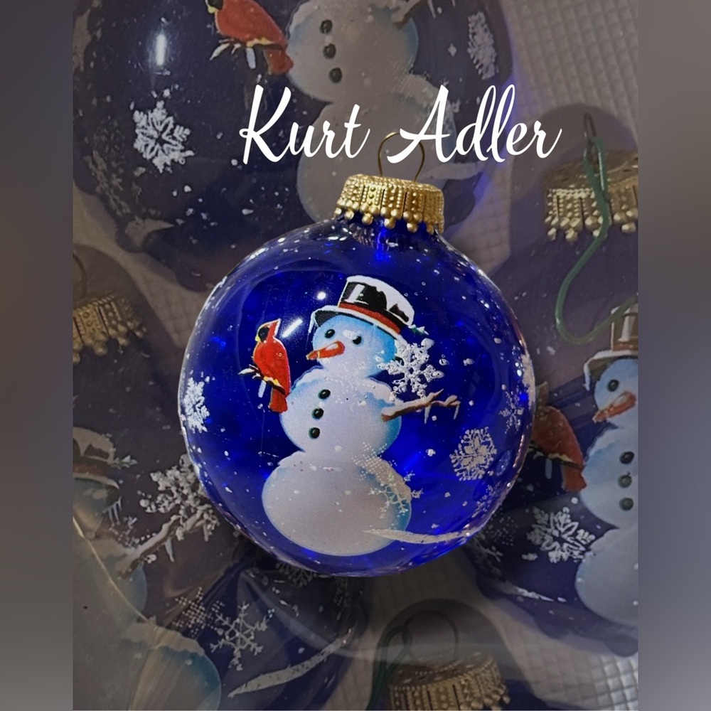 Vintage American Classic Blue Colbalt Glass Ornaments Kurt Adler – NIB